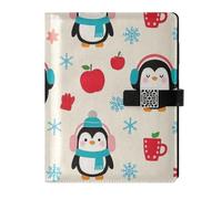 EtherSpher Cuaderno de dibujos animados de invierno con diseño de pingüino con forro de cuero, delicado cuaderno universitario para viajes, 6.7 x 9.2 pulgadas