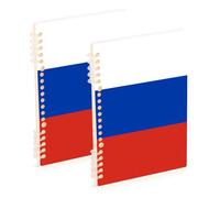 EtherSpher Cuaderno de espiral de tamaño A5 con bandera de Rusia de 8.3 x 5.7 pulgadas, cuaderno de espiral encuadernado con alambre, 60 hojas para escuela y oficina, paquete de 2