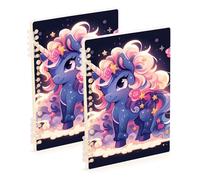 EtherSpher Cuaderno de espiral de unicornios blancos de tamaño A5 de 8.3 x 5.7 pulgadas, espiral con rayas universitarias, 60 hojas para escuela y oficina, paquete de 2