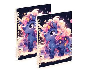 EtherSpher Cuaderno de espiral de unicornios blancos de tamaño A5 de 8.3 x 5.7 pulgadas, espiral con rayas universitarias, 60 hojas para escuela y oficina, paquete de 2