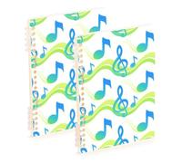 EtherSpher Cuaderno de notas musicales de tamaño A5 con degradado azul y verde, 21 x 14,5 cm, cuaderno de espiral, 60 hojas de ancho, para planificador y negocios, paquete de 2
