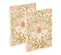 EtherSpher Cuaderno de papel rayado William Morris Pink Lily de tamaño A5, 21 x 14,5 cm, resistente al desgaste, 60 hojas para planificador y negocios