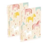 EtherSpher Cuaderno de tamaño A5 Funny Wild Pony rosa de 21 x 14,5 cm, cuaderno de tapa dura con rayas universitarias, 60 hojas para planificador y negocios, paquete de 2