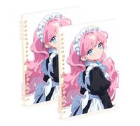 EtherSpher Cuaderno de tamaño A5 Sexy Peach Maid encuadernado de 8.3 x 5.7 pulgadas, cuaderno de espiral con rayas universitarias de alambre, 60 hojas para escuela y oficina, paquete de 2