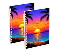 EtherSpher Cuaderno de verano de tamaño A5 Sunset Coconut Beach Summer College de 8.3 x 5.7 pulgadas, cuaderno en espiral de un solo asunto resistente al desgaste, 60 hojas para escuela y oficina