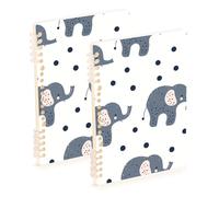 EtherSpher Cuaderno minimalista de tamaño A5 con diseño de elefantes de 8.3 x 5.7 pulgadas, cuaderno en espiral de un solo tema resistente al desgaste, 60 hojas para escuela y oficina, paquete de 2
