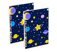 EtherSpher Cuaderno universitario de tamaño A5 colorido fluorescente Planeta Universo 8.3 x 5.7 pulgadas, cuaderno en espiral resistente de un solo asunto, 60 hojas para viajes y escritura, paquete de