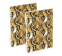 EtherSpher Cuadernos de composición de tamaño A5 con textura de piel de pitón marrón y amarillo, 8.3 x 5.7 pulgadas, cuaderno espiral de un solo asunto encuadernado con alambre, 60 hojas para viajes y