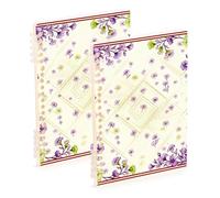 EtherSpher Cuadernos de tamaño A5 con patrón de flores verdes y moradas de 8.3 x 5.7 pulgadas, cuadernos de espiral encuadernados con alambre, 60 hojas para diario y lista de tareas