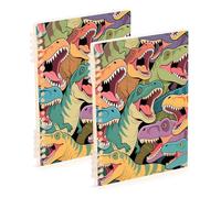 EtherSpher Cuadernos en espiral tamaño A5 de dibujos animados de dinosaurios de dibujos animados para la universidad, 21 x 14,5 cm, suministros escolares de tapa dura para la universidad, 60 hojas