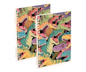 EtherSpher Cuadernos en espiral tamaño A5 de dibujos animados de dinosaurios de dibujos animados para la universidad, 21 x 14,5 cm, suministros escolares de tapa dura para la universidad, 60 hojas