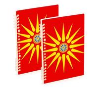 EtherSpher Cuadernos encuadernados con la bandera étnica macedonia tamaño A5 de 8.3 x 5.7 pulgadas, resistente al desgaste, 60 hojas en espiral para diario y lista de tareas, paquete de 2
