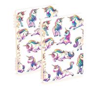 EtherSpher Cuadernos escolares de unicornios de diferentes posturas de tamaño A5 de 8.3 x 5.7 pulgadas, cuaderno de espiral de tapa dura con rayas anchas, 60 hojas para trabajo y aula, paquete de 2