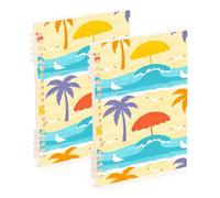 EtherSpher Cuadernos universitarios de tamaño A5 con diseño de palmera y gaviota naranja de verano, 8.3 x 5.7 pulgadas, cuaderno de espiral de tapa dura con rayas universitarias, 60 hojas para