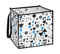EtherSpher Cubos de almacenamiento de tela plegables minimalistas y modernos con formas geométricas azules y negras para caravanas, cubos de almacenamiento de tela, 33 x 33 x 33 cm