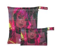 EtherSpher Devil Girl American Vintage - Bolsa de traje reutilizable impermeable, paquete de 2 bolsas de pañales esenciales con asas para gimnasio, pañales de bebé