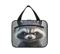 EtherSpher Divertida bolsa de maquillaje colgante de mapache gris de dibujos animados con gancho, bonita bolsa de maquillaje colgante para mujer, kit de vacaciones para mujer, L, Mapache gris
