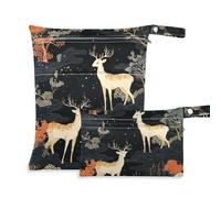 EtherSpher Dreamy Deer Ukiyo-e Style - Bolsas de traje de baño a prueba de desorden, paquete de 2 artículos esenciales de viaje para volar con asas para viajes, gimnasio