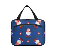 EtherSpher Estuche de viaje colgante para maquillaje del Día de la Independencia del 4 de julio, enanos rojos y azules, con gancho, bolsa de afeitado elegante para hombres y adultos, bolsas de