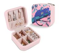 EtherSpher Estuche de viaje para joyas estéticas de leopardo morado, organizador de joyas para mujeres y niñas, mini organizador de almacenamiento, regalos