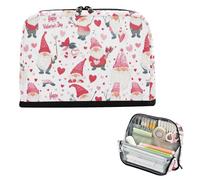 EtherSpher Estuche organizador de lápices con diseño de enano rojo de San Valentín, bolsa de maquillaje de gran capacidad, organizador de papelería resistente para niños, cartuchos de primaria para