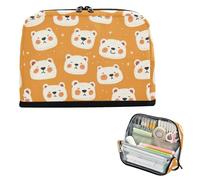 EtherSpher Estuche para lápices con diseño de osos polares, color naranja, de gran capacidad, multiusos, para adolescentes, niños, suministros escolares, para lapices escolares nina