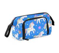 EtherSpher Estuche para lápices con diseño de unicornios arcoíris blancos de dibujos animados, gran capacidad, portátil, para adultos, jardín de infantes, lapiceras para ninas