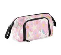 EtherSpher Estuche para lápices con diseño de unicornios arcoíris blancos de dibujos animados, gran capacidad, con compartimento para mujer, para escuela secundaria, lapiceros para mochila