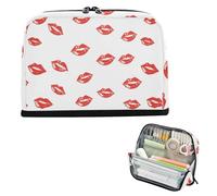 EtherSpher Estuche romántico de labios rojos para lápices de arte digital, gran capacidad, bolsa de maquillaje con cremallera, bolsa de papelería para mujeres, cartuchera escolar para niños