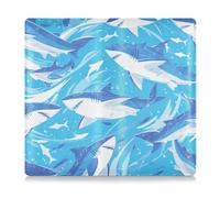 EtherSpher Funda de piel sintética con diseño de pez blanco y azul cielo, con diseño de dibujos animados, para documentos esenciales, licencia de conducir, tarjetas, Dibujos animados Great White Fish