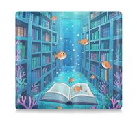 EtherSpher Funny Ocean Library Book Fish Blue Pu Leather Auto Registration Insurance & ID Card Holder Documento Wallet para tarjetas, documentos esenciales, documentos de licencia de conducir