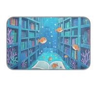 EtherSpher Funny Ocean Library Book Fish Blue Summer Summer Cooling Mat para perros, almohadilla de refrigeración para perros, mascotas, gatos, al aire libre, esterilla refrescante única para Perros M