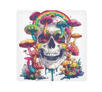 EtherSpher Happy Skull Rainbow Mushroom World - Bolsas de tela autoadhesivas, organizador de 21.7 x 21.7 pulgadas para artículos de tocador, Happy Skull Rainbow Mushroom World, 21.7x21.7in