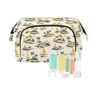 EtherSpher Island Scenery - Neceser de acuarela para mujer, neceser de maquillaje y cosméticos, monedero para viajes, baño, paisaje isla barco acuarela, 1 size