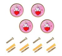 EtherSpher Juego de 4 perillas personalizables para cajones y cajones de cocina con diseño de unicornios y corazones de dibujos animados divertidos de 1.26 pulgadas (32 mm)