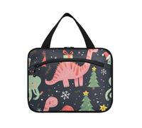 EtherSpher Kit colgante de dinosaurio melocotón feliz Navidad para viajes con gancho, kit de afeitado expandible para hombres y mujeres, maleta de viaje para maquillaje L, Feliz Navidad melocotón