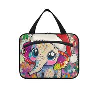 EtherSpher Kit colgante de elefante de Feliz Navidad con gancho para hombre, organizador de artículos de aseo de moda para viajes, mujeres, cruceros, estuche para maquillaje, L, Elefante navideño de