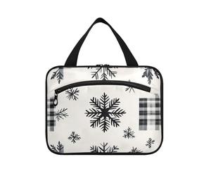 EtherSpher Kit colgante de Navidad con diseño de copos de nieve de princesa, color negro, con gancho, bolsa organizadora de maquillaje esencial para mujer, cartera de gimnasio para maquillaje, L