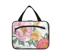 EtherSpher Kit de aseo de viaje con gancho para colgar, diseño de flores vintage, bolsa expandible para hombres, para damas, camping, maletín para maquillaje, L, Flores vintage coloridas, L