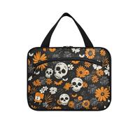 EtherSpher Kit de viaje colgante de flores con elementos de Halloween con gancho, kit de aseo compacto de diseño para mujer imprescindible para llevar cosméticos de viaje para mujer para cartera L