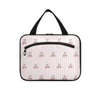 EtherSpher Lindas bolsas colgantes de cerezas rojas de dibujos animados para mujeres que viajan con gancho, bolsa de maquillaje plegable de diseño para accesorios imprescindibles, bolso de viaje para