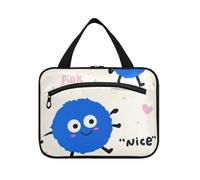 EtherSpher Lindo monstruo azul de dibujos animados colgando artículos de aseo de viaje con gancho, bolsa de aperitivos esencial de diseñador para mujer, portador de inodoro, cosméticos para mujer