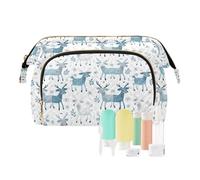 EtherSpher Lovely Elk - Bolsa de maquillaje de invierno con cremallera, bolsa de medicina para organizar joyas, color blanco, Encantador alce blanco invierno, 1 size