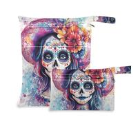 EtherSpher Mexican Day Of Dead Beautiful Lady - Bolsa reutilizable para bebé, paquete de 2 bolsas de pañales esenciales con asas para baño, playa