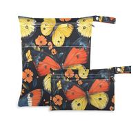 EtherSpher Nature Butterfly Wild Style - Bolsa de traje de baño con cremallera, paquete de 2 bolsas húmedas para traje de baño con asas para viajes, gimnasio
