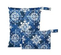 EtherSpher Nautical Beach Ocean Style Snowflakes Safari Christmas - Bolsa de lavandería a prueba de desorden, paquete de 2 artículos esenciales de viaje para bebés con asas para pañales de bebé,
