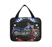 EtherSpher Neceser colgante de locomotora negra del 4 de julio para hombre, con gancho, para viajes, unisex, acolchada, para viajes, mujeres, gimnasio, estuche de maquillaje para mujer, talla L