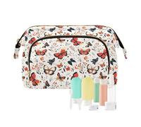 EtherSpher Neceser portátil de gran capacidad con diseño de mariposa, color beige, bolsa de cosméticos para mujer, monedero para kit de viaje, butterfly beige, 1 size