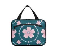 EtherSpher Oriental Cherry Cyan Peach - Bolsa de maquillaje colgante para mujer con gancho, kit de aseo portátil de diseño para mujeres imprescindible para gimnasio, estuche para brochas de maquillaje