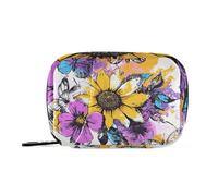 EtherSpher Primavera flores girasol colorido bolsa de primeros auxilios con compartimentos desmontables práctico organizador diario de pastillas para bolso